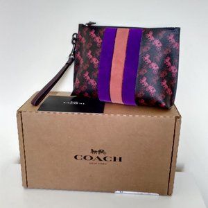 Coach - wristlet,  horse & carriage print, stripe